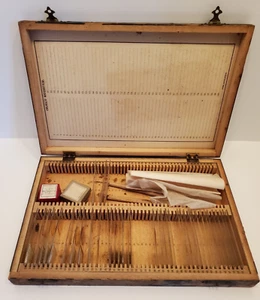 Colección de carcasa vintage microscopio diapositivas de vidrio semillas preparadas laboratorio - Imagen 1 de 18