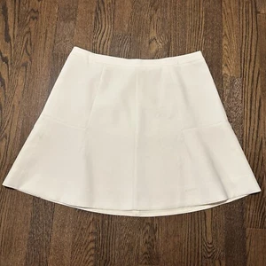 J. Crew Short Flare Skater Mini Skirt 8 Crepe Stretch Lined White Zip Ok Used Co - Picture 1 of 7