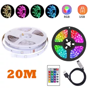 20m LED Strip Light RGB 5050 Colour Changing Tape Cabinet Kitchen TV Lighting - Picture 1 of 8