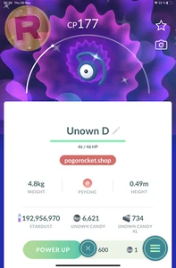 Shiny Unown D Zarbi Go Reg or 1M FAST TRADE - Imagen 1 de 2