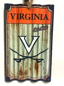 Virginia Cavaliers Corrugated Metal Ornament NCAA Football Approx 3x5” - Picture 1 of 4