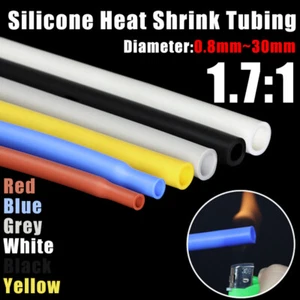 Silicone Rubber Heat Shrink Tubing Flexible Heatshrink Tube Colored 0.8 mm-30 mm - Picture 1 of 12