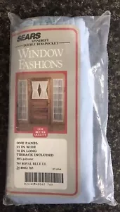 Vintage Sears Curtains Window Fashions Double Rod Pocket Panel Royal Blue LT NOS - Picture 1 of 3