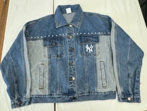 New York Yankees Women's Medium Jacket G-III Denim Buzzer Beater Z32 - Picture 1 of 4