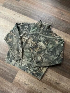 Vtg Liberty Advantage Timber Camo Sweatshirt 1/4 Zip 90s Y2K Mens Tag XL Boxy - Picture 1 of 8