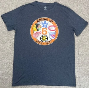 47 Men's Gray Short Sleeve Original Six 1942-1967 NHL Hockey T-Shirt Size Large - Picture 1 of 11