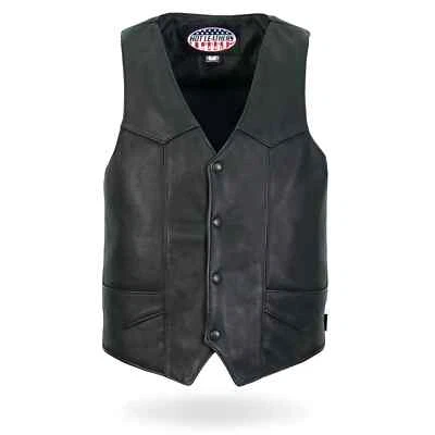MEN'S USA MADE CLASSIC PREMIUM BIKER MOTORCYCLE LEATHER VEST - Image 1 of 4