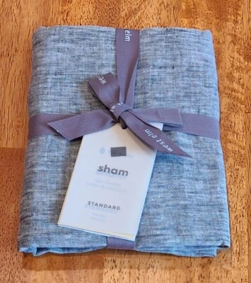 New! West Elm Belgian Flax Linen Melange Standard Sham, Black/White - Image 1 of 4