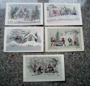 5 Different Vintage French Postcard By Eres - Foto 1 di 2
