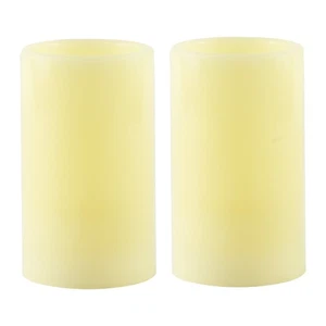 Battery Operated Flameless 4" Pillar Candle Set with Built-In Timer, Set of 2 - Picture 1 of 3