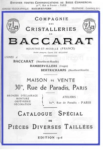 PDF catalogue CRISTALLERIE de BACCARAT + 1916 + PIECES DIVERSES CRISTAUX TAILLES - Picture 1 of 12