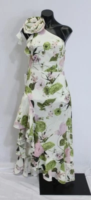 Vestido floral Grace Karin para mujer con un hombro AR8 verde rosa mediano nuevo con etiquetas Foto 1 de 4