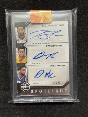 2015-16 Limited KARL-ANTHONY TOWNS D'ANGELO RUSSELL OKAFOR SPOTLIGHT RC AUTO /25 - Image 1 of 2