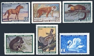 Russia 2213-2219, MNH. Fauna 1959-60. Siberian horse,Tiger,Red squirrel,Marten, - Picture 1 of 1