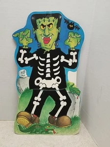 Pipistrello 16" vintage floccato decorazione Halloween fustellato ossa di Frankenstein - Foto 1 di 5