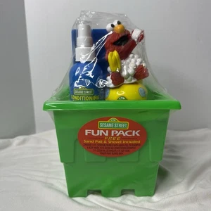 Vintage Sesame Street FUN PACK Shampoo Bubble Bath Elmo Figure Sand bucket 1999 - Picture 1 of 4