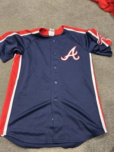 Vintage Atlanta Braves Majestic Trikot blau genäht unbedruckt S - Bild 1 von 4