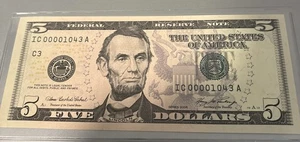2006 $5 Choice Uncirculated Low Serial Number 00001043 FREE SHIPPING CU - Picture 1 of 1