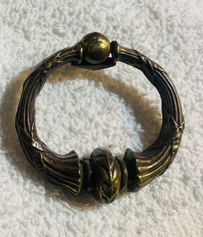MId Century Modern MCM brass antique drawer pull Cabinet Knob Drop ring pull Cover