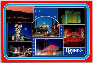Postal publicada 1987 Little City Reno Nevada parque de atracciones edificios por la noche - Imagen 1 de 2