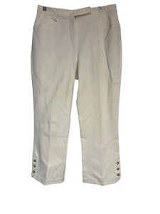 St. John Sport by Marie graue cremefarbene kurze Damenhose Größe 8 mit Gold aber - Bild 1 von 8