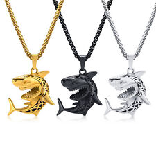 Vnox Punk White Shark Charm Necklace Ocean Animal Pendants Necklaces Jewelry