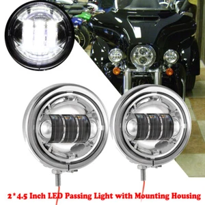 4.5" LED Auxiliary Passing Lights Lamp W/ Housing Bucket Fit For Harley Touring - Picture 1 of 12