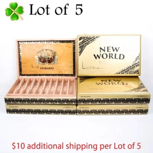 "Lotto di 5 scatole sigari in legno vuoto Nuovo mondo Toro Dorado 11"" x 7"" x 1,75" - Foto 1 di 13