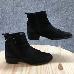 Anne Klein Boots Womens 10 M Levana Casual Side Zip Ankle Bootie Black Suede - Picture 1 of 20