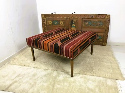 Handmade Kilim Ottoman Coffee Table Tea Table Mid Table Upholstered Bench 36x36 - Image 1 of 4