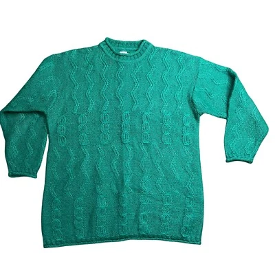 Vintage Esprit Cable Knit Sweater Womens Large Oversized Green Mohair Wool Blend - Image 1 of 4