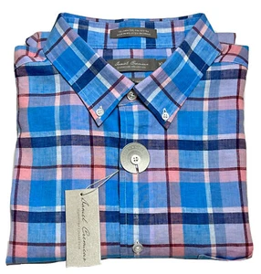 Daniel Cremieux Men Shirt Medium Linen Signature Button Long Sleeve Pink $89 - Picture 1 of 9