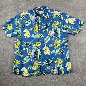 Camisa Tommy Bahama Para Hombre XL Azul Floral Pájaros 100% Lino Ajuste Original Hawaiano - Imagen 1 de 12