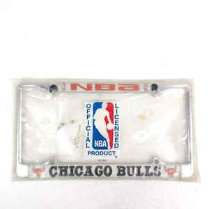 VTG 1990's Chicago Bulls NBA Licensed Chrome Metal License Plate Frame - Picture 1 of 5