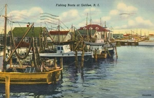 Barcos de pesca en Galilea Rhode Island RI postal c1951 - Imagen 1 de 2