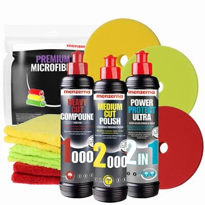 Autopolitur Set Menzerna Heavy Cut Medium Power Protect Ultra 2in1 + Pads Tücher - Bild 1 von 6