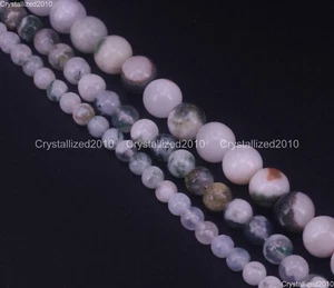 "Piedras preciosas de ágata dendrítica verde natural cuentas redondas sueltas 4 mm 6 mm 8 mm 10 mm 15,5" - Imagen 1 de 10
