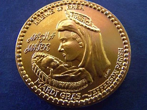 1978 Rhea (HAS) AROUND THE WORLD Gold Aluminum Mardi Gras Doubloon - Picture 1 of 2