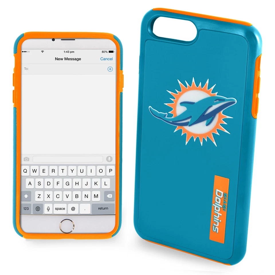 FOCO NFL Miami Dolphins Hybrid Case for iPhone 8+, 7+, 6S+, 6+ (5.5") - Image 1 of 1