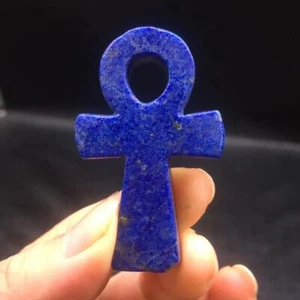 Natural Lapis Lazuli Quartz ANKH Carved Cross Pray Healing Pendant DIY Decor 1Pc - Picture 1 of 20