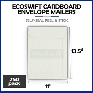 250 - 11" x 13.5" EcoSwift White Photo Ship Flats Cardboard Envelope Mailers - Picture 1 of 8