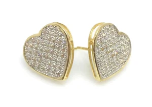 ADIRFEINE 14K massiv Gold Micro Pave Zirkonia Herz Ohrstecker - Bild 1 von 11
