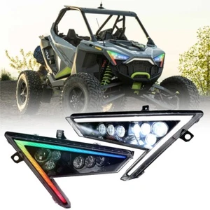 RGB LED Headlight DRL Turn Signal For Polaris RZR PRO XP 4 RZR Turbo R 2021-2023 - Picture 1 of 16