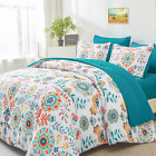Boho Comforter Set Twin - 5 Pieces Bed In A Bag Floral Medallions Design, Bohemi