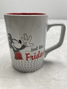 Disney Parks Mickey Mouse Mug Mickey Makes Monday Feel Like Friday White and Red - Picture 1 of 9