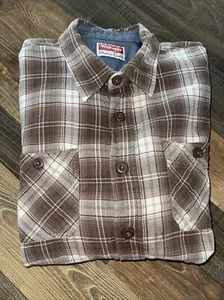 Camisa Wrangler Calidad Premium Cuadros Manga Larga Abotonada Talla XL Marrón - Imagen 1 de 12