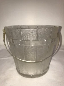 SECCHIELLO GHIACCIO VETRO METÀ SECOLO Madmen vintage design smerigliato barware manico argento - Foto 1 di 3