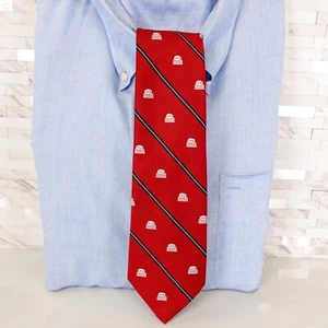 SCHRETER Red Wine Navy Washington DC Museum Stripe Necktie Tie Silk Patriotic - Picture 1 of 10