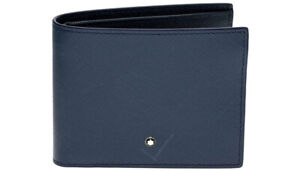MONTBLANC Sartorial 6cc Blue Leather Wallet 128585