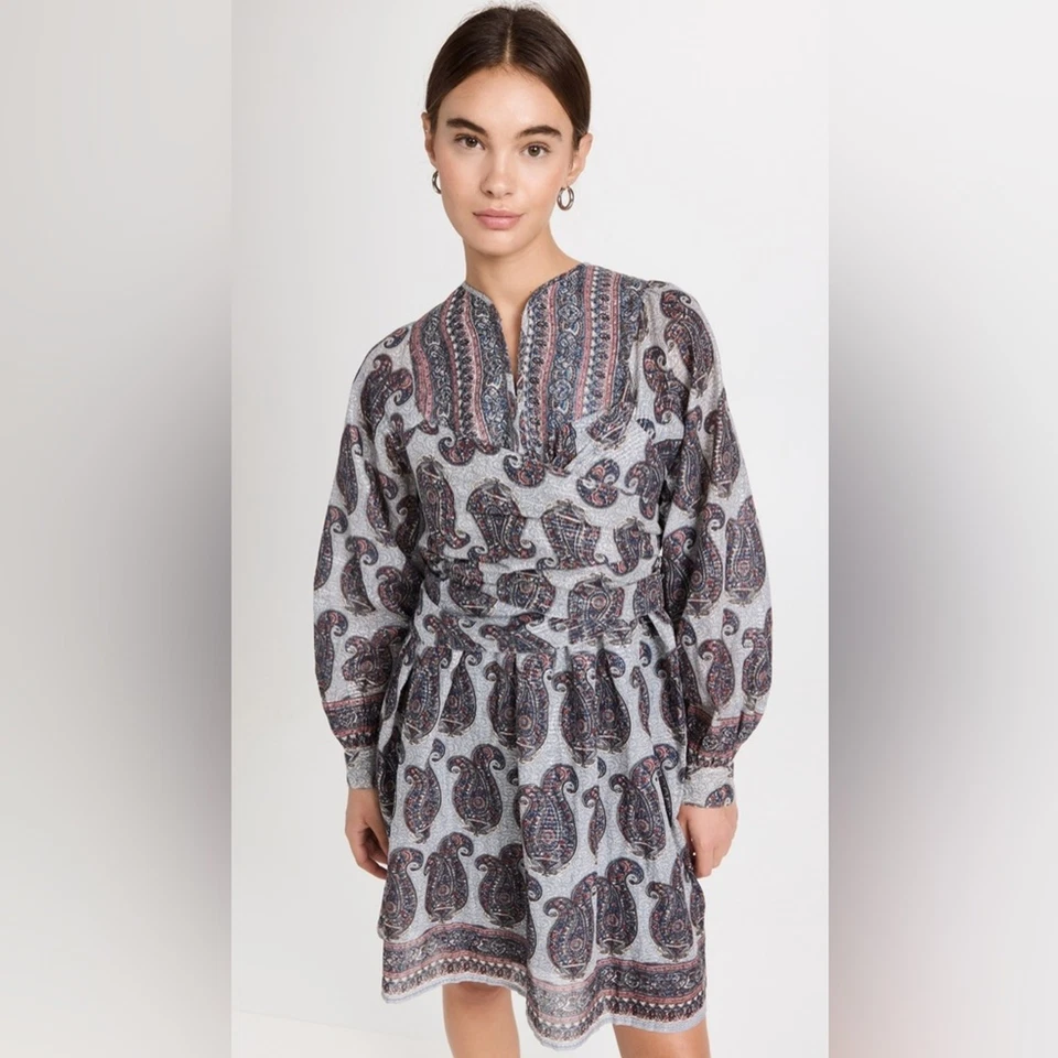 ANIK BATIK Elia metallic paisley print wrap dress / size XS-S - Image 1 of 4